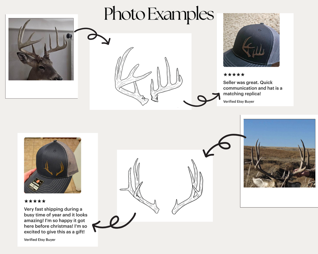 Custom Antler Hat Patch – Hand Traced Deer Antlers on Leather | Richardson 112 Trucker Cap