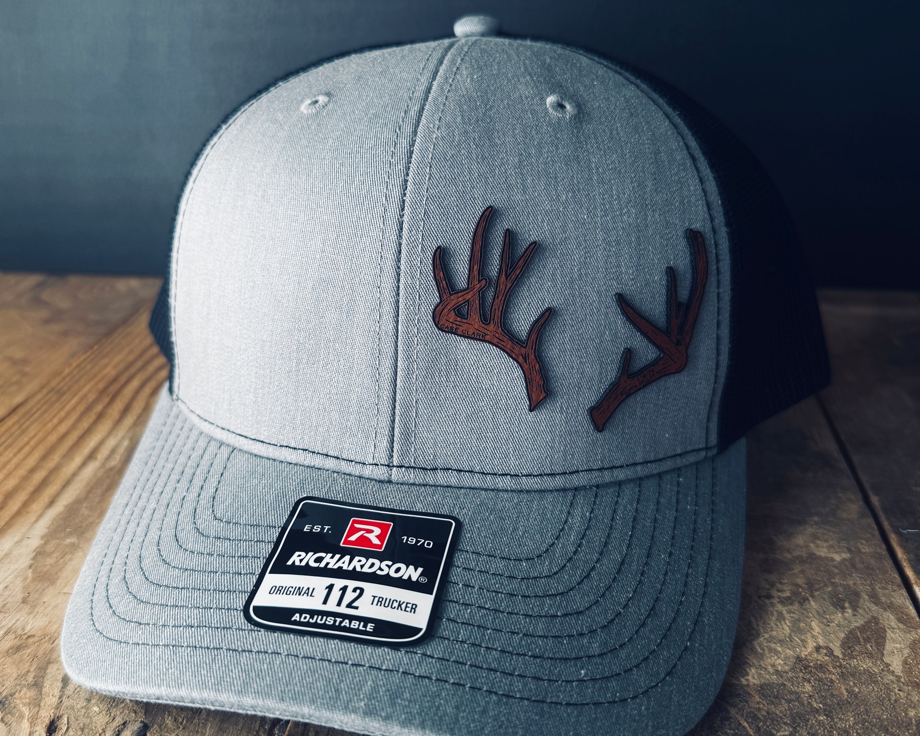 Custom Antler Hat Patch – Hand Traced Deer Antlers on Leather | Richardson 112 Trucker Cap